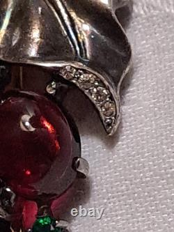 VTG RARE 1955 Sterling Trifari Alfred Philippe Grape Jelly Belly Fur Clip Brooch