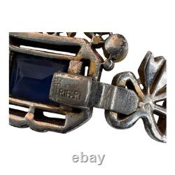 VTG Signed Crown Trifari Alfred Philippe Sapphire Glass Rhinestone Necklace READ