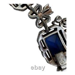 VTG Signed Crown Trifari Alfred Philippe Sapphire Glass Rhinestone Necklace READ