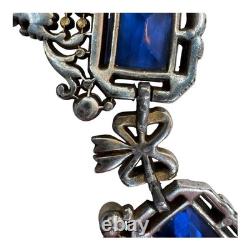 VTG Signed Crown Trifari Alfred Philippe Sapphire Glass Rhinestone Necklace READ