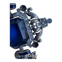 VTG Signed Crown Trifari Alfred Philippe Sapphire Glass Rhinestone Necklace READ