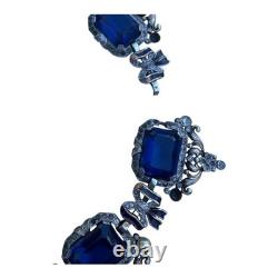 VTG Signed Crown Trifari Alfred Philippe Sapphire Glass Rhinestone Necklace READ