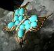VTG Signed Crown Trifari Alfred Philippe Turquoise Rhinestone Butterfly Brooch