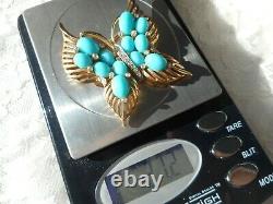 VTG Signed Crown Trifari Alfred Philippe Turquoise Rhinestone Butterfly Brooch