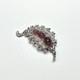 VTG TRIFARI'Alfred Philippe' Pave Ruby Cabochon and Red Enamel Leaf Pin Clip