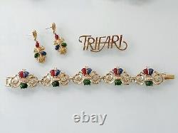 VTG TRIFARI Jewels of India Mogul Multi colored Alfred Philippe revival Bracelet