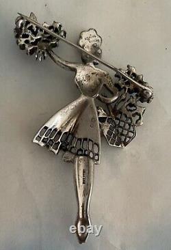 VTG Trifari 1947 Alfred Philippe Flower Seller Sterling Multi Color Brooch
