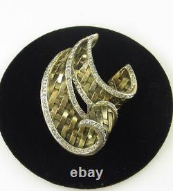 VTG Trifari Fur Clip Rhinestone edge Woven Ribbon 1941 Patent Alfred Philippe