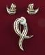 VTG Trifari Rhinestone Swish Brooch earrings set 1951 patents Alfred Philippe