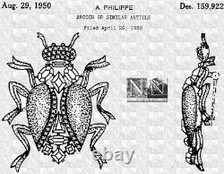 Very Rare 1950s Alfred Philippe Trifari Rhinestone Beetle Brooch
