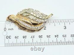 Very Rare Crown Trifari Alfred Philippe Antique Gold Tone Crystal Flower Brooch