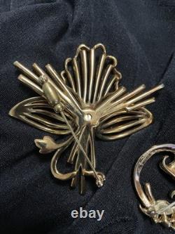 Very Rare Crown Trifari Alfred Philippe Beautiful Orchid Rhineston Brooch