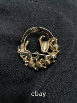 Very Rare Crown Trifari Alfred Philippe Beautiful Orchid Rhineston Brooch