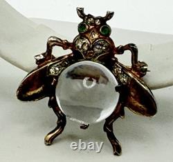Vge Trifari Alfred Philippe Sterling Silver Small Lucite Jelly Belly Fly Pin