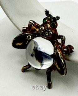 Vge Trifari Alfred Philippe Sterling Silver Small Lucite Jelly Belly Fly Pin