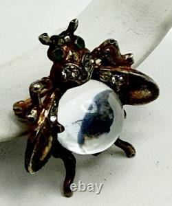 Vge Trifari Alfred Philippe Sterling Silver Small Lucite Jelly Belly Fly Pin