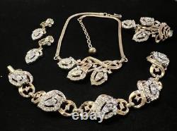Vint. TRIFARI ALFRED PHILIPPE Halo 1953 Necklace Brooch Bracelet Earrings Set-804