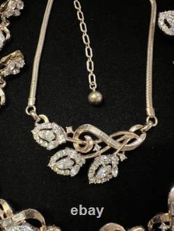 Vint. TRIFARI ALFRED PHILIPPE Halo 1953 Necklace Brooch Bracelet Earrings Set-804