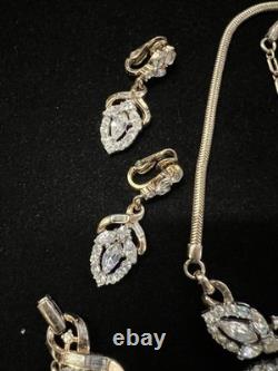 Vint. TRIFARI ALFRED PHILIPPE Halo 1953 Necklace Brooch Bracelet Earrings Set-804