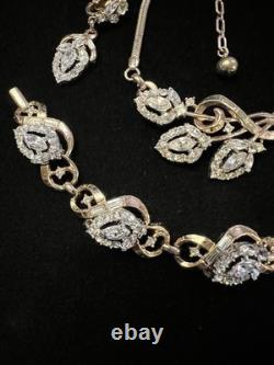 Vint. TRIFARI ALFRED PHILIPPE Halo 1953 Necklace Brooch Bracelet Earrings Set-804