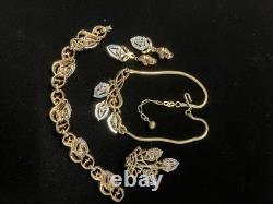 Vint. TRIFARI ALFRED PHILIPPE Halo 1953 Necklace Brooch Bracelet Earrings Set-804