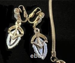 Vint. TRIFARI ALFRED PHILIPPE Halo 1953 Necklace Brooch Bracelet Earrings Set-804