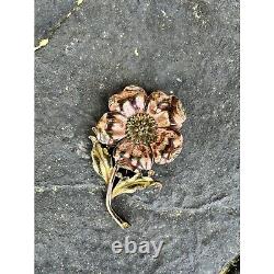 Vintage 1940 Crown Trifari Rhinestone Alfred Philippe Flower Figural Fur Clip