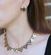 Vintage 1940'S ALFRED PHILIPPE Crown Trifari Dragon Scale Necklace Earrings Set