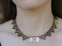 Vintage 1940'S ALFRED PHILIPPE Crown Trifari Dragon Scale Necklace Earrings Set