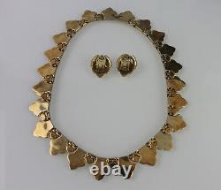 Vintage 1940'S ALFRED PHILIPPE Crown Trifari Dragon Scale Necklace Earrings Set