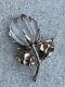 Vintage 1940 Trifari Crown Alfred Philippe Sterling Jelly Belly Rose Flower Pin