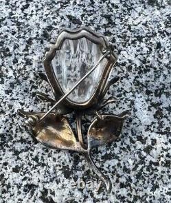Vintage 1940 Trifari Crown Alfred Philippe Sterling Jelly Belly Rose Flower Pin
