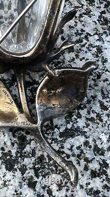 Vintage 1940 Trifari Crown Alfred Philippe Sterling Jelly Belly Rose Flower Pin