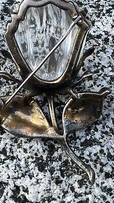 Vintage 1940 Trifari Crown Alfred Philippe Sterling Jelly Belly Rose Flower Pin