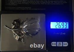 Vintage 1940 Trifari Crown Alfred Philippe Sterling Jelly Belly Rose Flower Pin