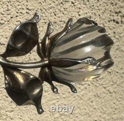 Vintage 1940 Trifari Crown Alfred Philippe Sterling Jelly Belly Rose Flower Pin