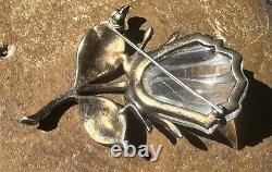 Vintage 1940 Trifari Crown Alfred Philippe Sterling Jelly Belly Rose Flower Pin