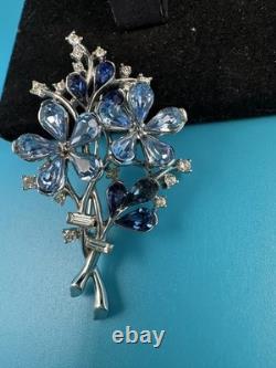 Vintage 1940's Alfred Philippe Trifari Crystal Blue Flowered Boquet Brooch