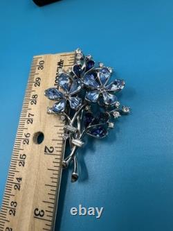 Vintage 1940's Alfred Philippe Trifari Crystal Blue Flowered Boquet Brooch