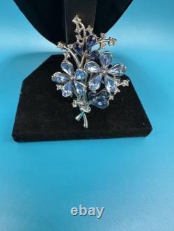 Vintage 1940's Alfred Philippe Trifari Crystal Blue Flowered Boquet Brooch