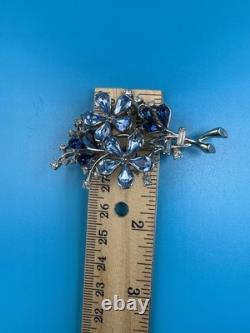 Vintage 1940's Alfred Philippe Trifari Crystal Blue Flowered Boquet Brooch
