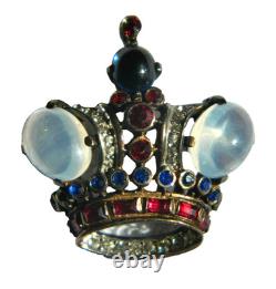 Vintage 1940's TRIFARI Sterling CROWN Brooch Alfred Philippe Design Pat. #137542