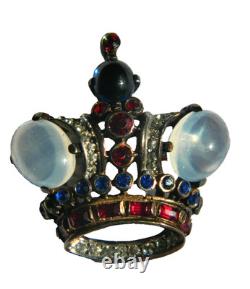 Vintage 1940's TRIFARI Sterling CROWN Brooch Alfred Philippe Design Pat. #137542
