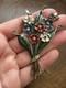 Vintage 1940's Trifari Alfred Philippe Multicolored Enamel Flower Fur Clip Nice