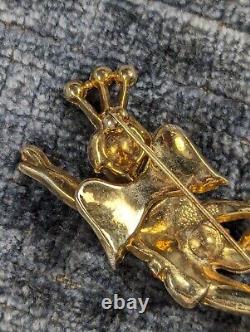 Vintage 1940s Crown Trifari Alfred Philippe Heavenly Twins Angel Gold Pin Brooch