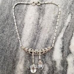 Vintage 1940s Crown Trifari Alfred Philippe Large Pear Shape Rhinestone Necklace