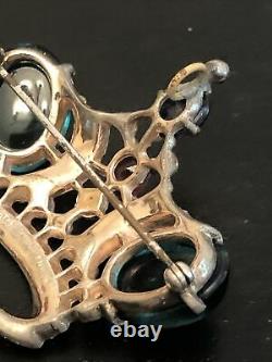 Vintage 1940s Crown Trifari Sterling Silver Brooch Pin by Alfred Philippe