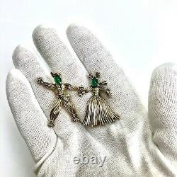 Vintage 1940s TRIFARI Alfred Philippe STRAW MAN-WOMAN Ragdoll PINS Brooches