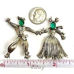 Vintage 1940s TRIFARI Alfred Philippe STRAW MAN-WOMAN Ragdoll PINS Brooches