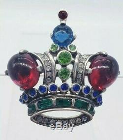 Vintage 1940s TRIFARI Alfred Philippe Sterling Silver Regal Crown Figural Brooch